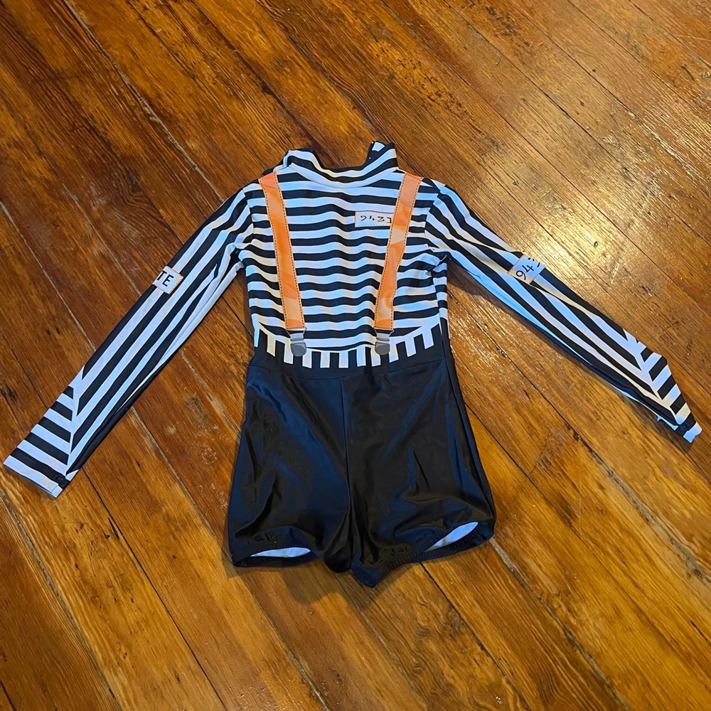 Striped Black and White Kids Dance Costume